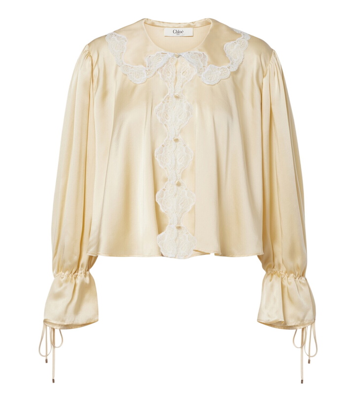 Photo: Chloé Lace-trimmed silk satin blouse