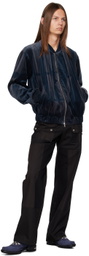 JiyongKim Navy Sun-Bleached Bomber Jacket