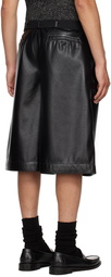 LU'U DAN Black Pleated Faux-Leather Shorts