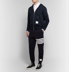 Thom Browne - Grosgrain-Trimmed Loopback Cotton-Jersey Zip-Up Hoodie - Men - Navy