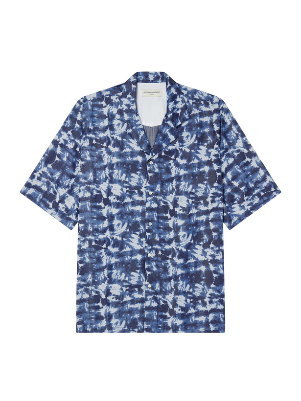 Photo: Officine Générale - Eren Camp-Collar Tie-Dyed Lyocell Shirt - Blue