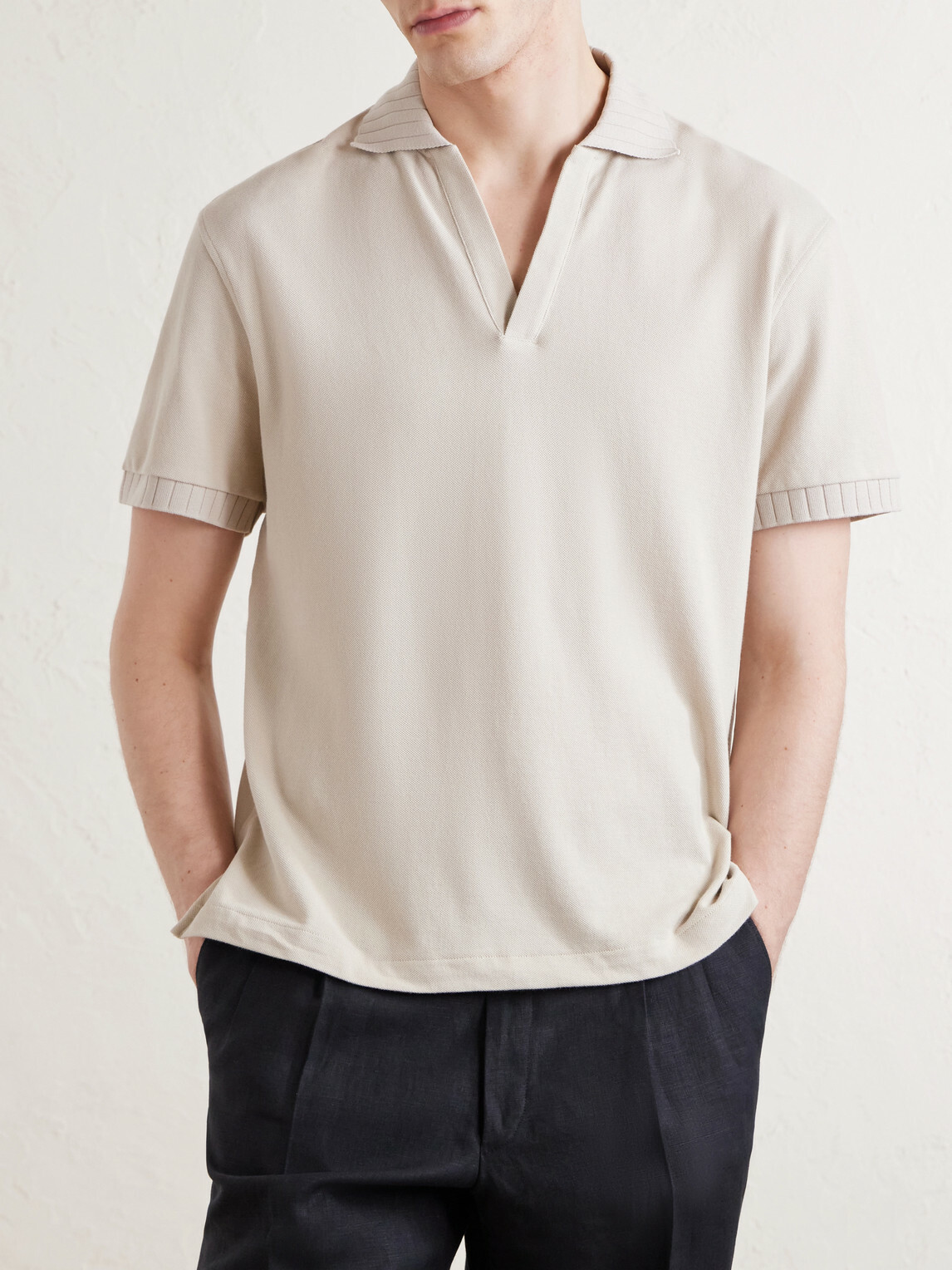 Stòffa - Cotton-Piqué Polo Shirt - Neutrals