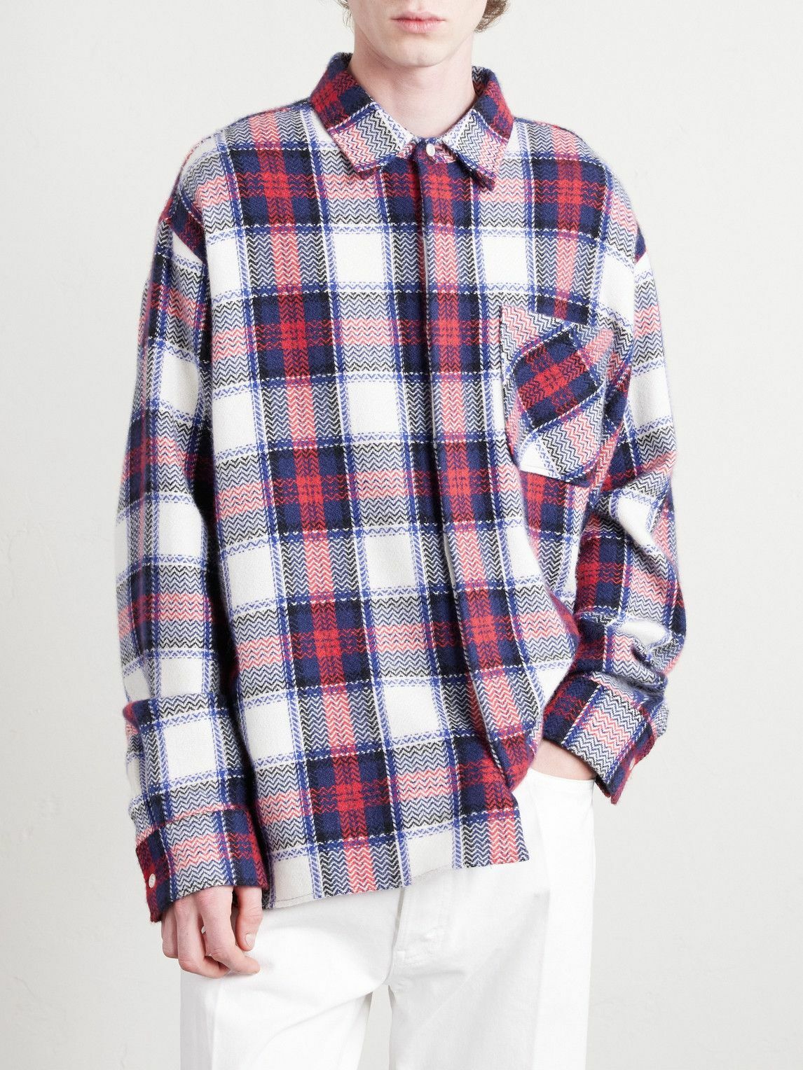 CELINE - Checked Cashmere Overshirt - Red