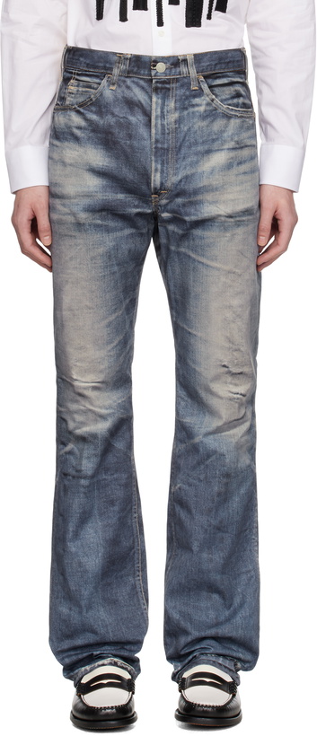 Photo: Junya Watanabe Navy Levi's Edition Nylon Twill Inkjet Print Trousers