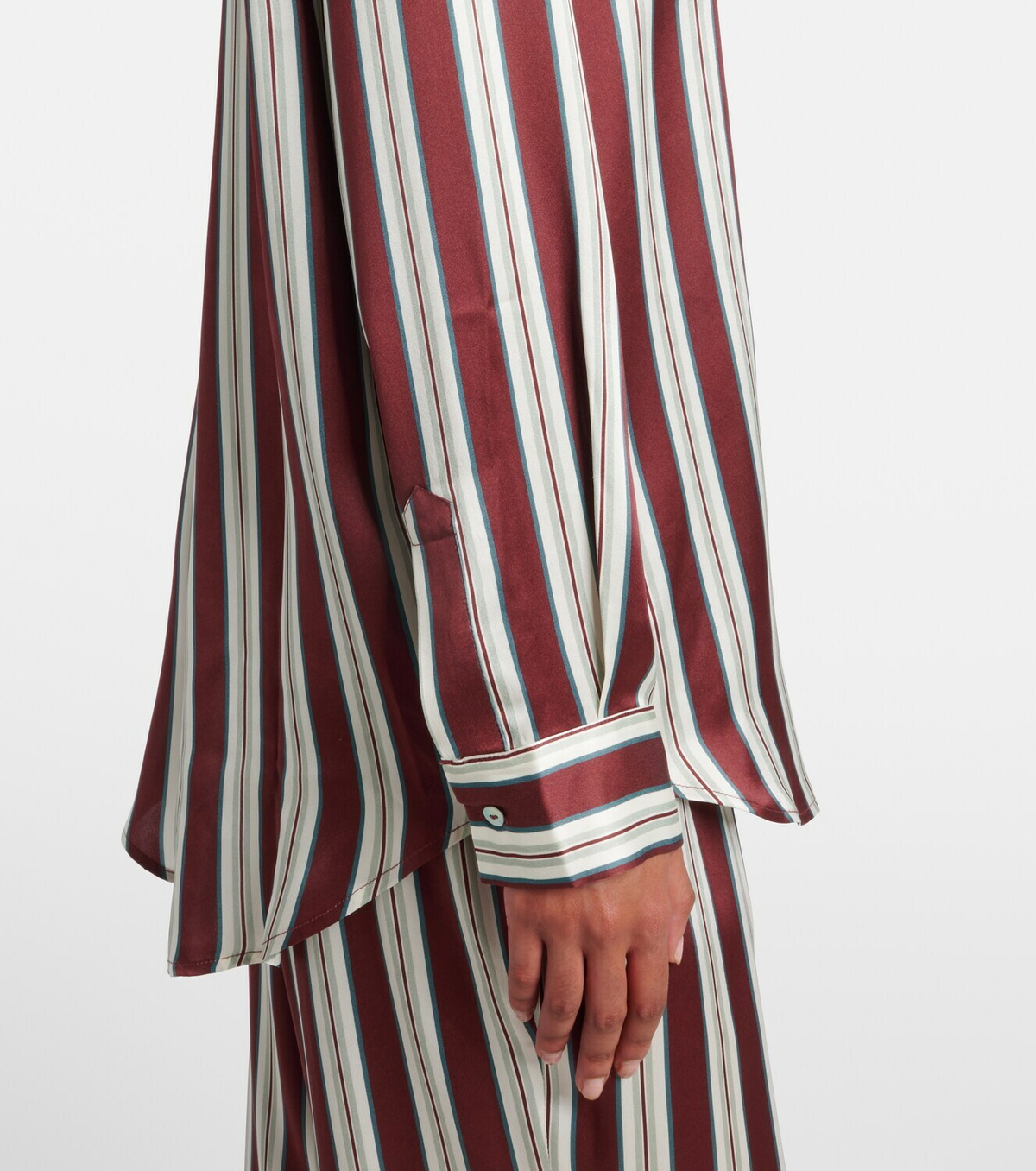 Asceno Striped silk satin pajama shirt
