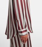 Asceno Striped silk satin pajama shirt