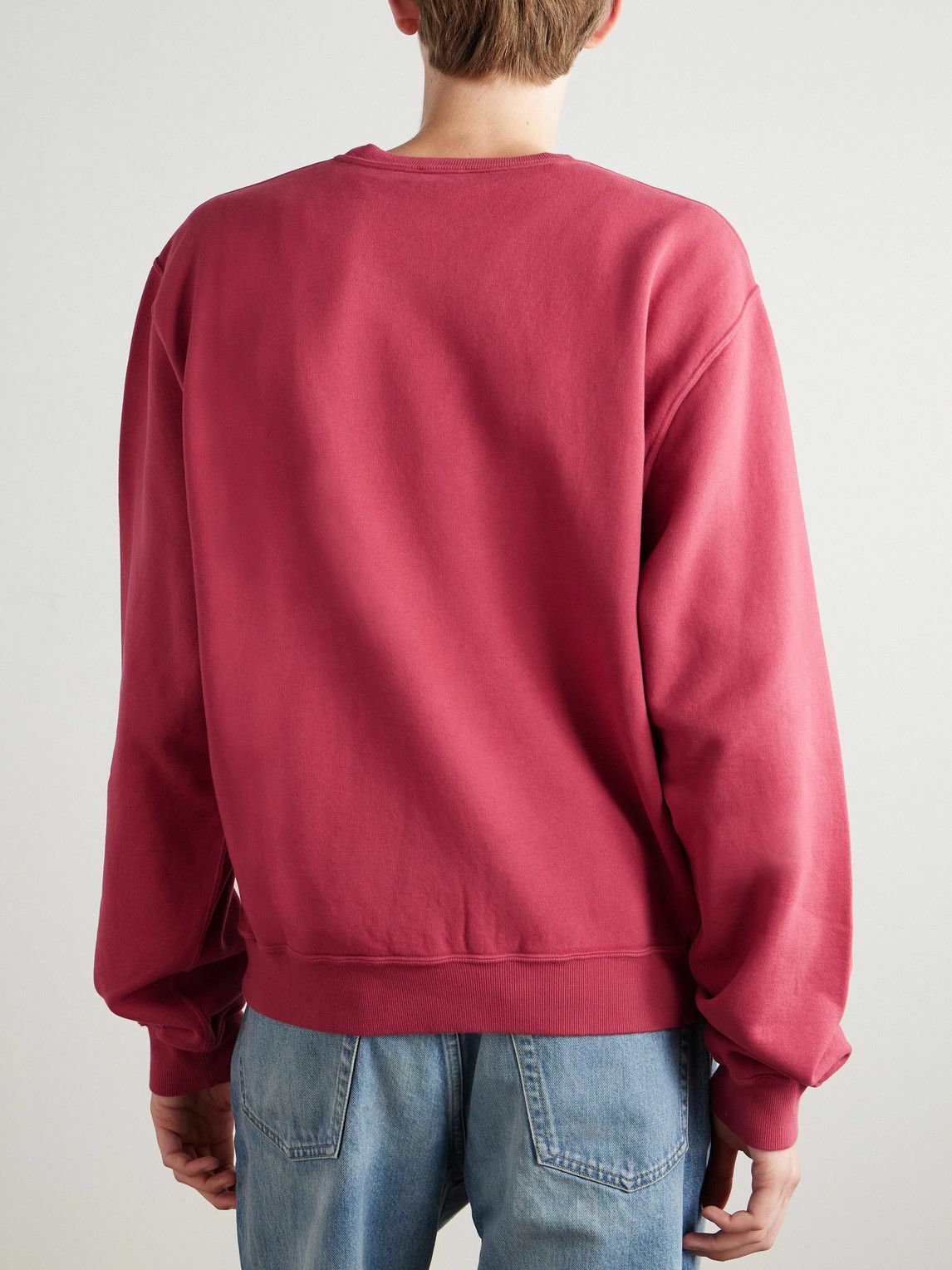 SAINT LAURENT - Logo-Embroidered Cotton-Jersey Sweatshirt - Red