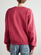 SAINT LAURENT - Logo-Embroidered Cotton-Jersey Sweatshirt - Red