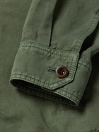 Mr P. - Camp-Collar Garment-Dyed Cotton and Linen-Blend Jacket - Green