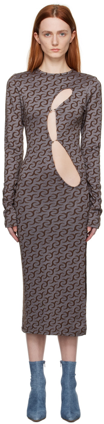 Jade Cropper Brown Pierced Midi Dress