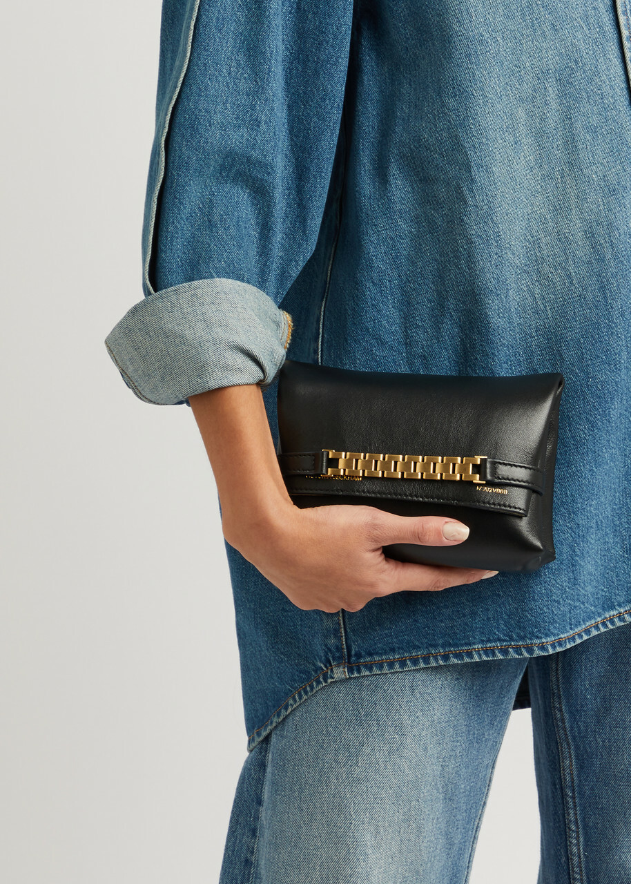 Victoria Beckham Chain Mini Leather Pouch - Black - One Size
