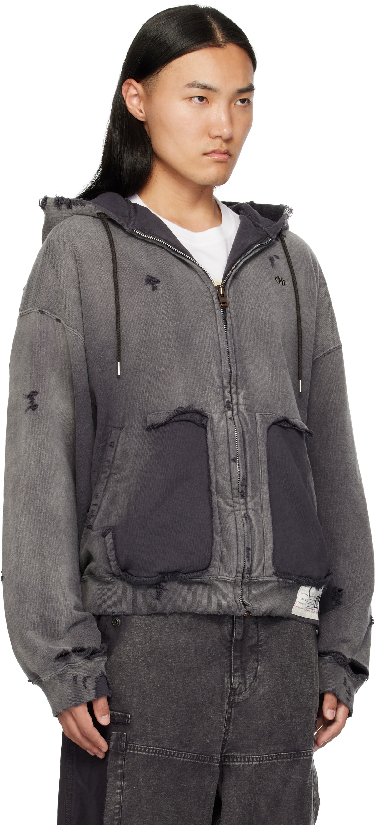 Maison MIHARA YASUHIRO Black Sun Faded Zip Hoodie Maison