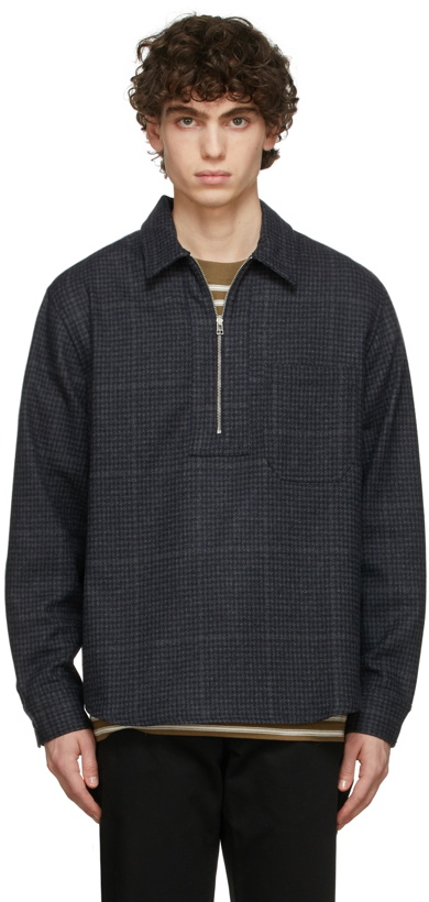 Photo: Norse Projects Navy & Grey Wool Quarter-Zip Pullover