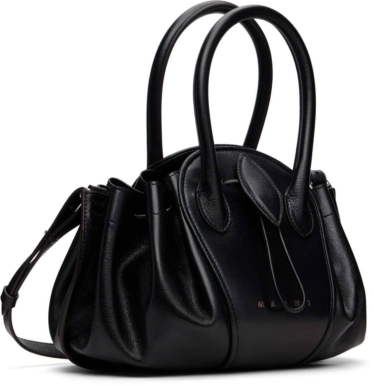 Marni Black Leather Tulipea Small Bag