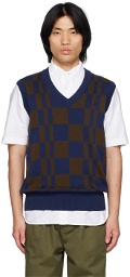 Fred Perry Navy & Brown Chequerboard Vest