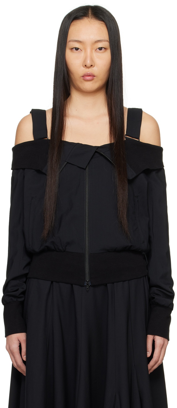 Yohji Yamamoto Black Off-The-Shoulder Jacket