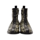 Giuseppe Zanotti Black and Grey Snake Zip-Up Boots