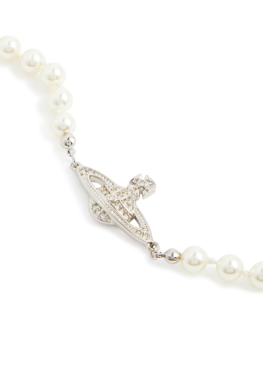 Vivienne Westwood Mini Bas Relief Faux Pearl Bracelet - Silver - One Size