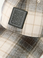 LOEWE - Leather-Trimmed Checked Cotton-Flannel Baseball Cap