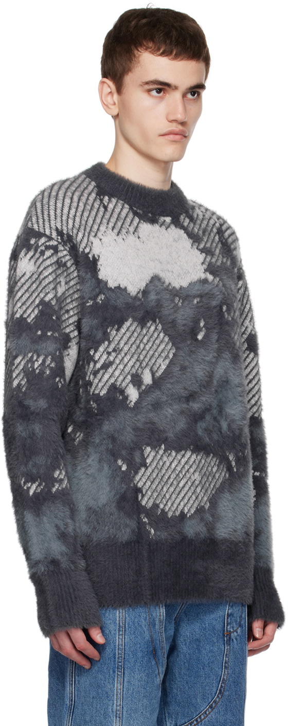 Feng Chen Wang Gray Landscape Painting Sweater Feng Chen Wang