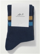 Mr P. - Striped Ribbed Cotton-Blend Socks