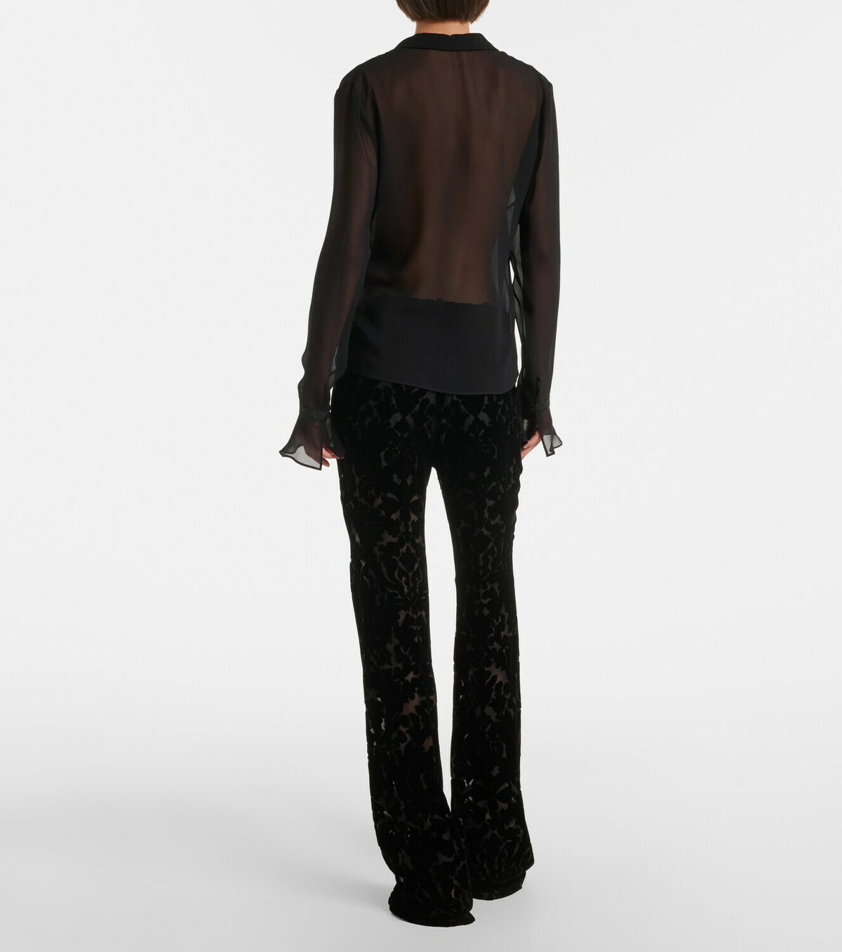 Gucci Floral devoré velour wide-leg pants