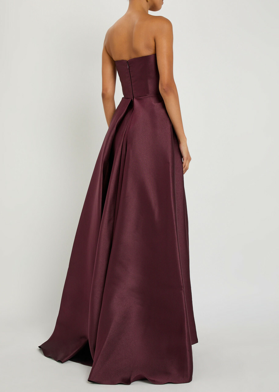 Solace London Tiffany Strapless Faille Gown Aubergine