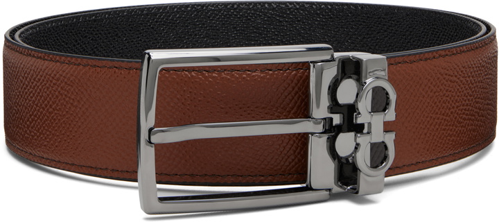 Photo: Ferragamo Brown Adjustable Gancini Reversible Belt