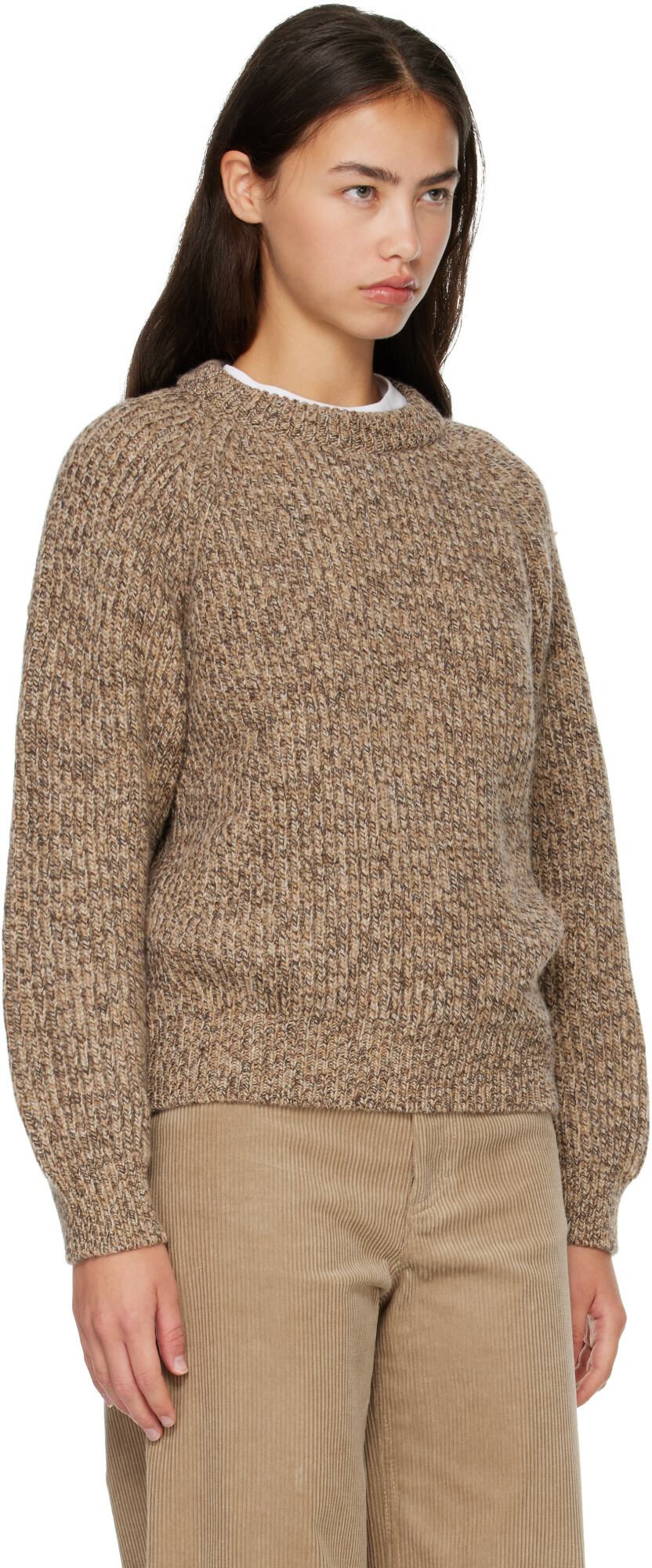 &Daughter Beige Rowan Rib Crew Sweater