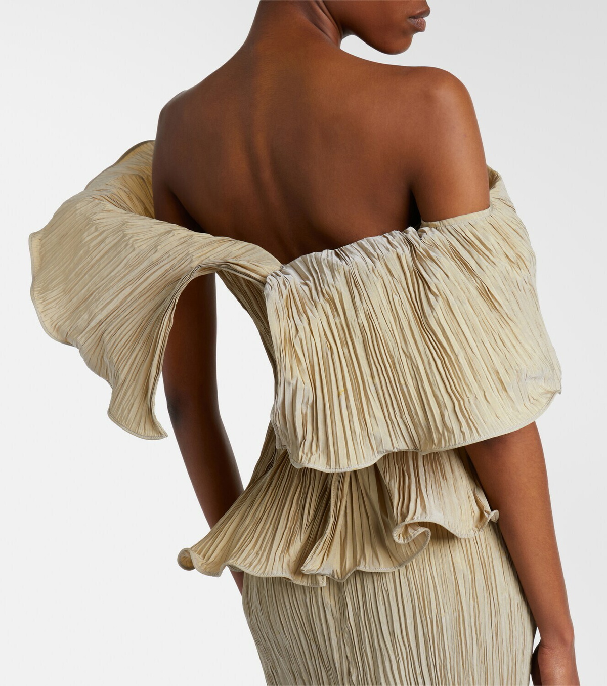Marmar Halim One-shoulder pleated taffeta gown