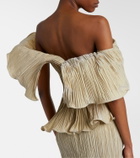 Marmar Halim One-shoulder pleated taffeta gown