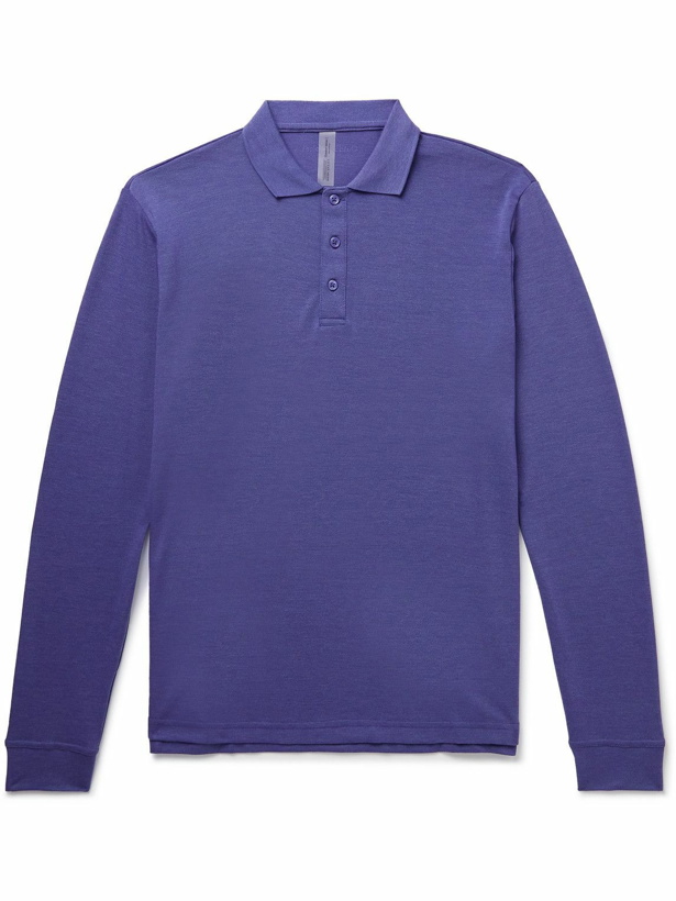 Photo: Outdoor Voices - Birdie Stretch Recycled-Piqué Polo Shirt - Purple