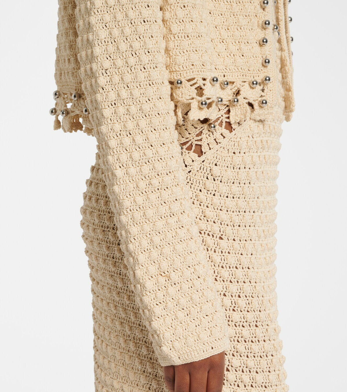 Rabanne Embellished crochet cotton cardigan