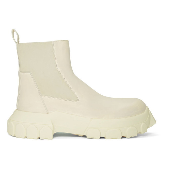 Rick Owens White Bozo Tractor Beetle Chelsea Boots Rick Owens