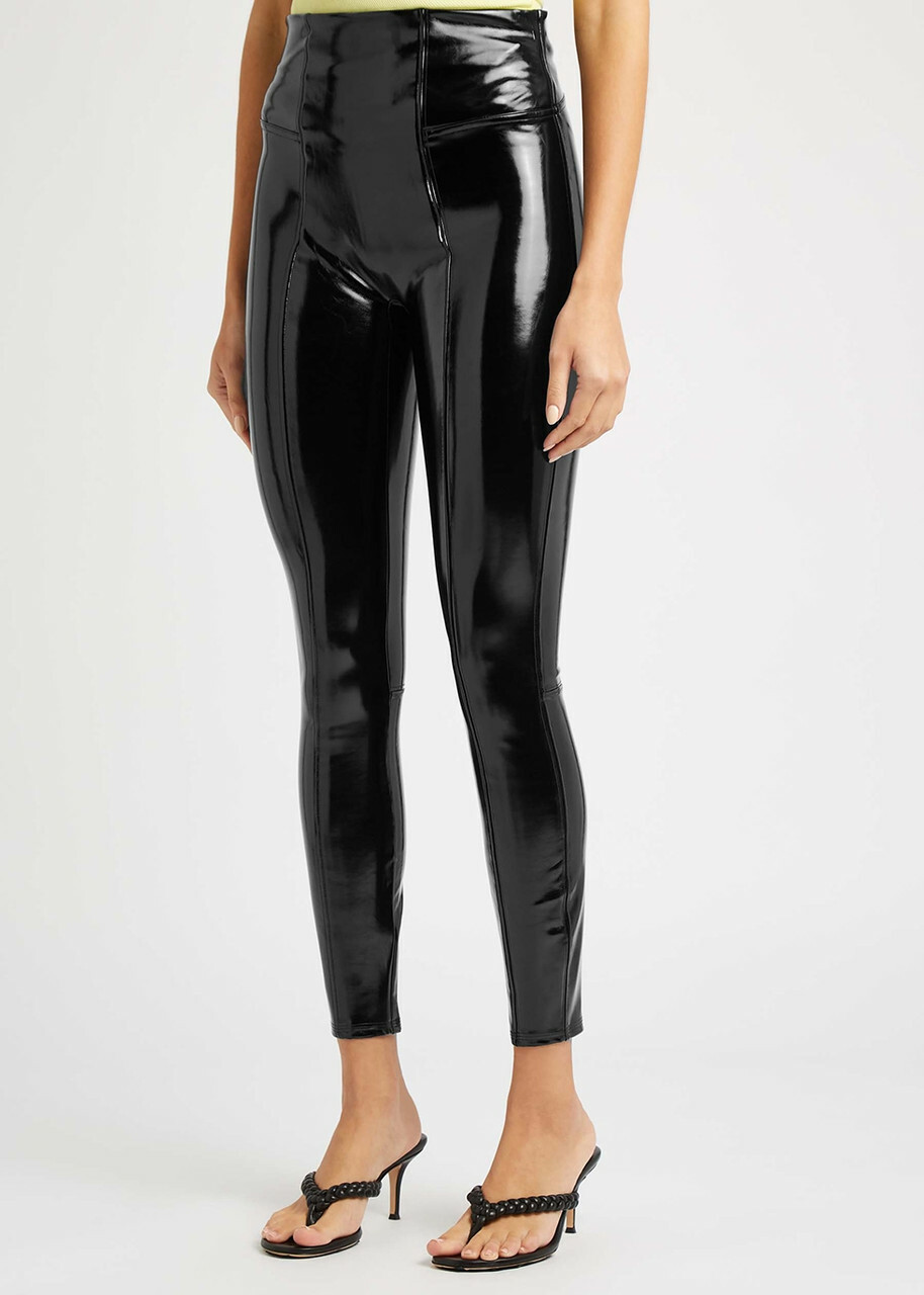 Spanx Patent Faux-leather Leggings Black