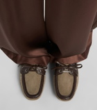 Brunello Cucinelli Monili leather-trimmed suede boat shoes