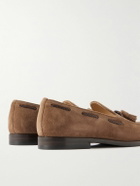 Brunello Cucinelli - Tasselled Braided Leather-Trimmed Suede Loafers - Brown
