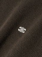 CELINE - Logo-Embroidered Wool and Cashmere-Blend Sweater - Brown