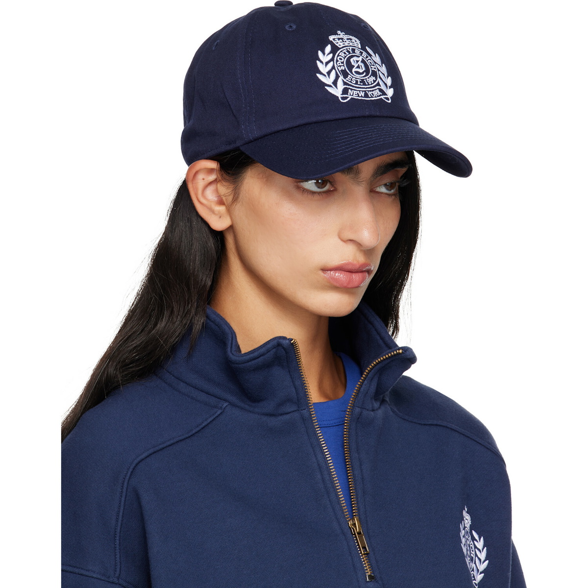 Sporty & Rich Navy NY Crest Hat