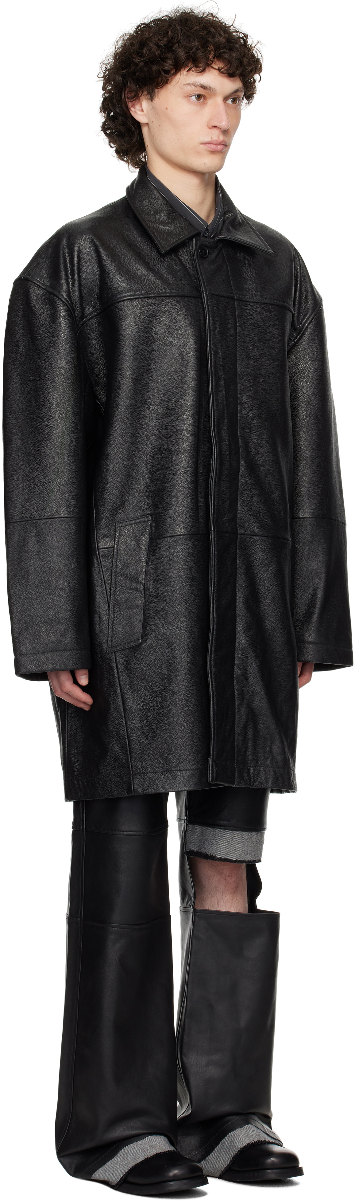 Deadwood Black Bloke Leather Coat