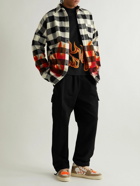 Palm Angels - Airbrush Printed Checked Cotton-Twill Overshirt - Black