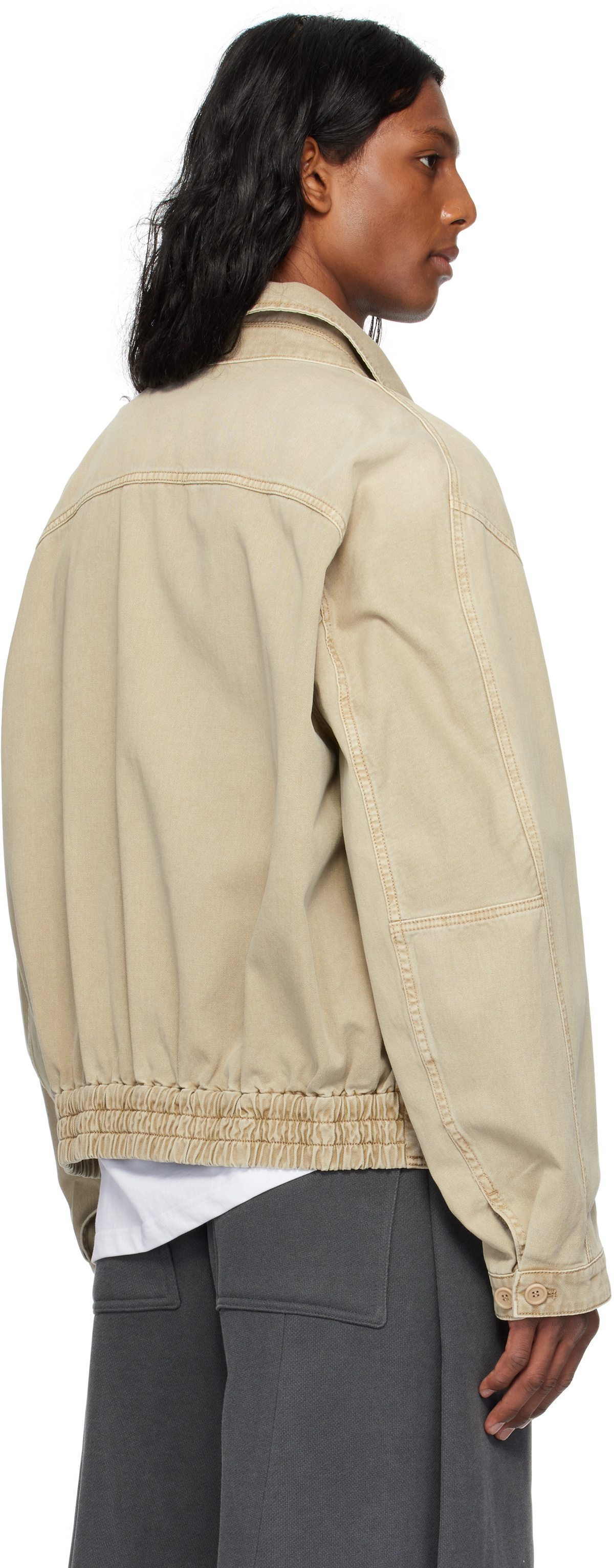 Solid Homme Beige Out Pocket Cotton Blouson Jacket