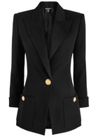 Balmain Satin-trimmed Wool Blazer Black