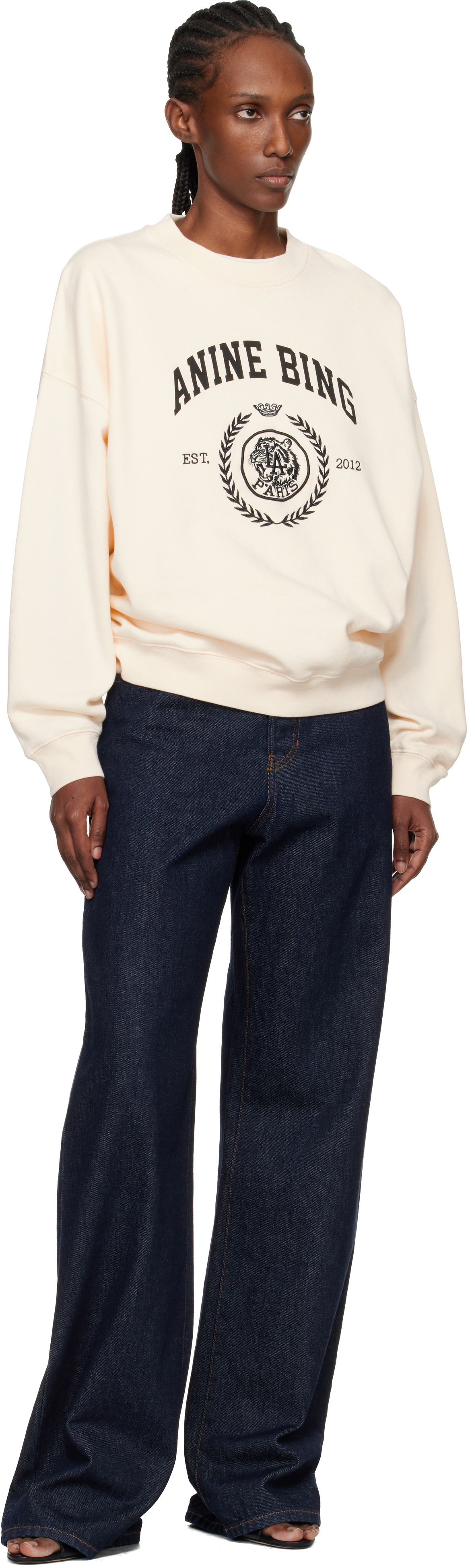 ANINE BING Off-White Miles Collegiate Sweatshirt
