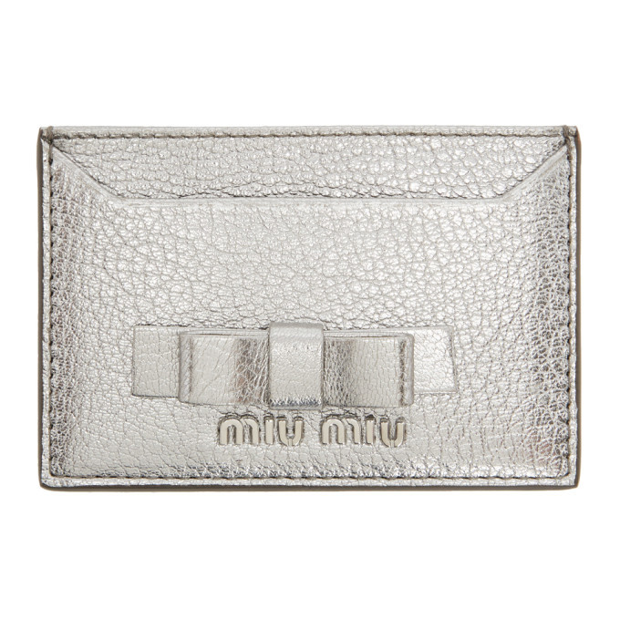 小物 MIUMIU silver leather card case pouch MIUMIU silver leather card case pouch 【公式通販】