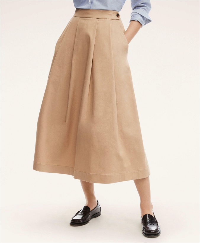 Photo: Brooks Brothers Women's Stretch Cotton Circle Skirt | Light Beige