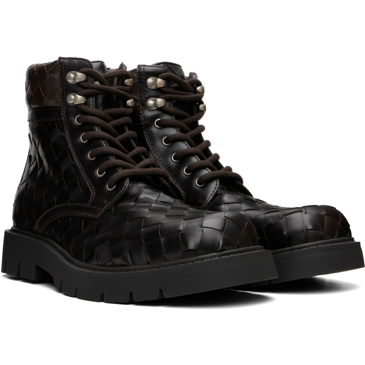 Bottega Veneta Brown Haddock Lace-Up Ankle Boots