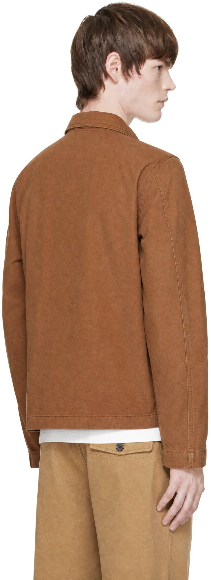 Drake's Brown Canvas Mitred Chore Jacket