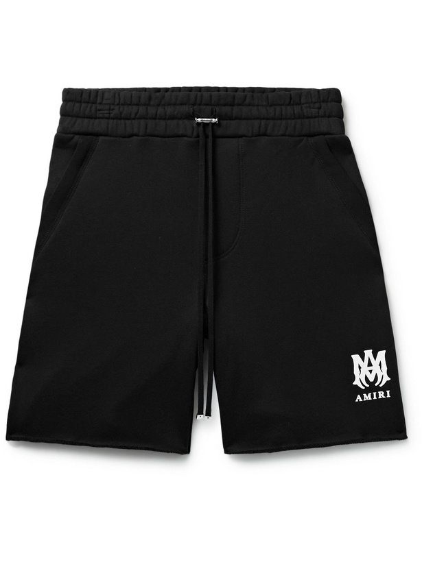 Photo: AMIRI - Wide-Leg Grosgrain-Trimmed Cotton-Jersey Drawstring Shorts - Black