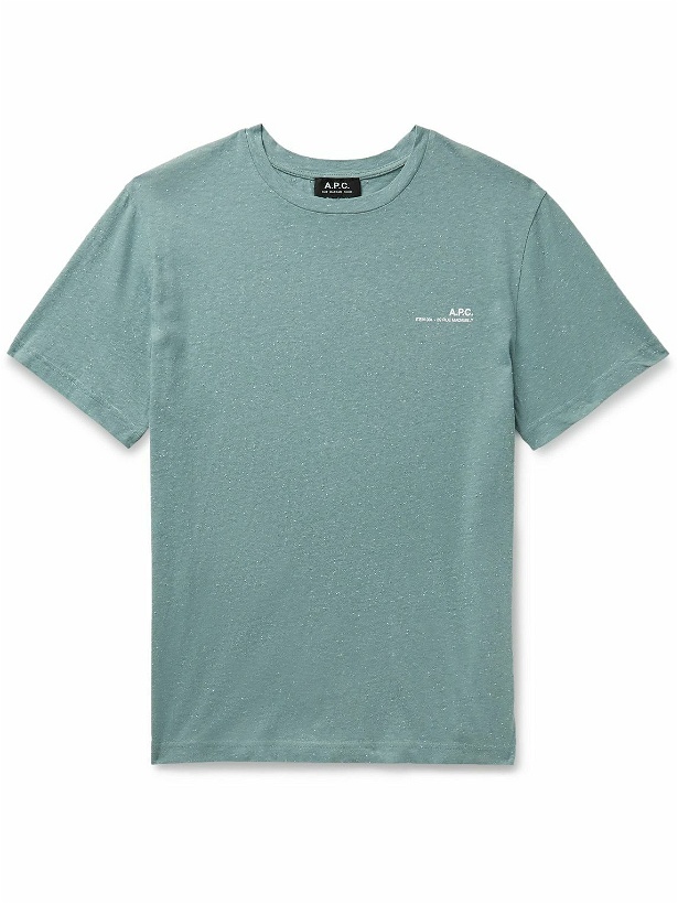 Photo: A.P.C. - Logo-Print Slub Cotton-Jersey T-Shirt - Green